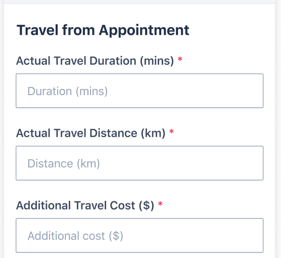 AU Healthcare mobile form travel and transport