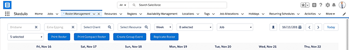 The header of the roster management console.