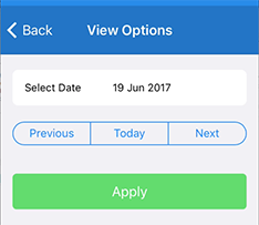 The date selection options of a timesheet.