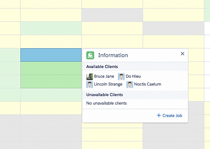 Highlighting client availability, dates and times.