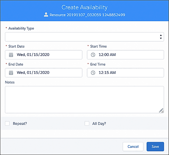 The create availability model.