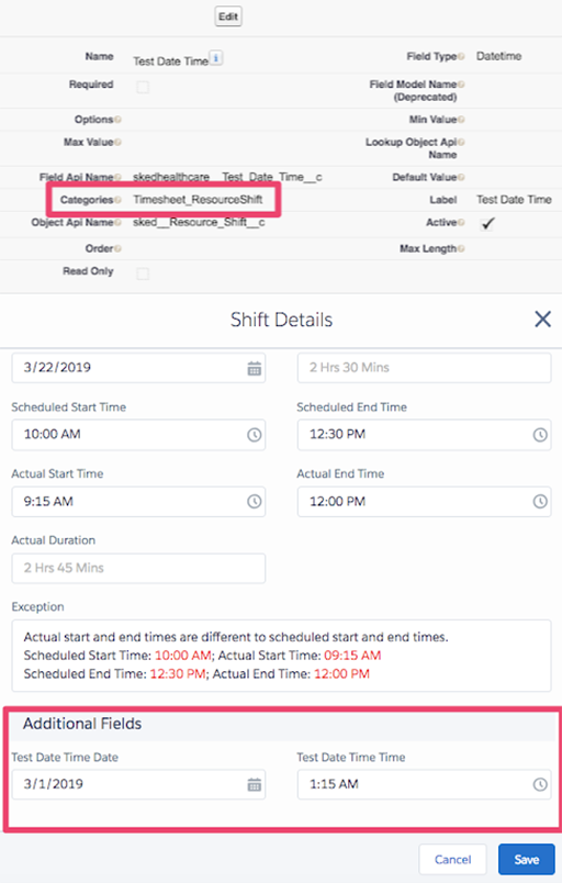 A custom field added to shifts.