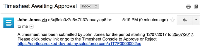 A timesheet awaiting approval.