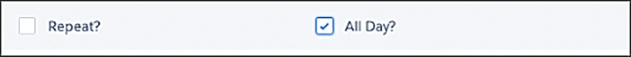 The create availability all-day option.