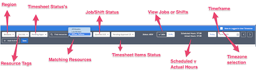 Selecting the resource and date using the timesheet console.