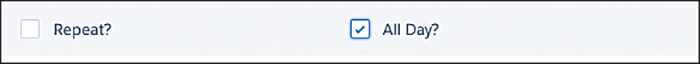 The create activity all-day option.