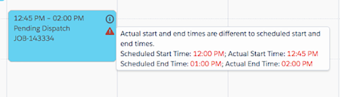 ​Timesheets records with an exception will be shown with a warning icon.
